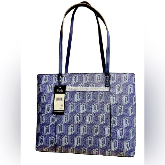 Karl Lagerfeld Paris NWT Blue Signature Karl Logo Maybelle Paris Tote P038) - Picture 4 of 12